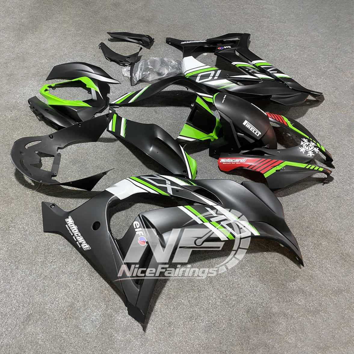 For Kawasaki ZX10R 2016-2020 Set Carbon Fiber Custom Painted Design UV-Resistant Coa Fairings Kit | NiceFairings - side angle image