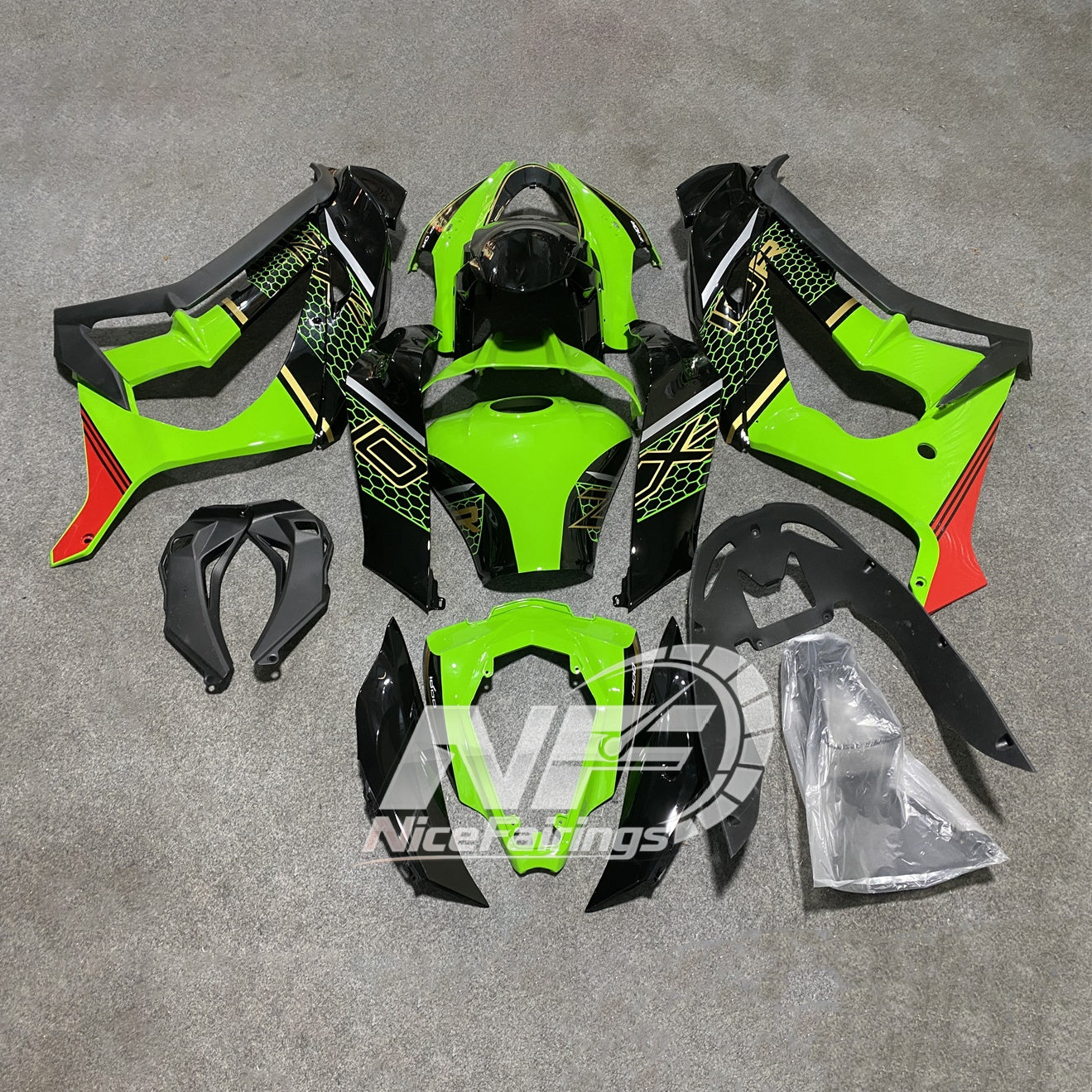 For KAWASAKI ZX10R 2016-2020 Design 01 Fairings Kit | NiceFairings - side angle image