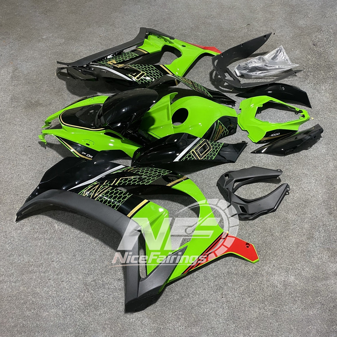 For KAWASAKI ZX10R 2016-2020 Design 01 Fairings Kit | NiceFairings - rear angle image