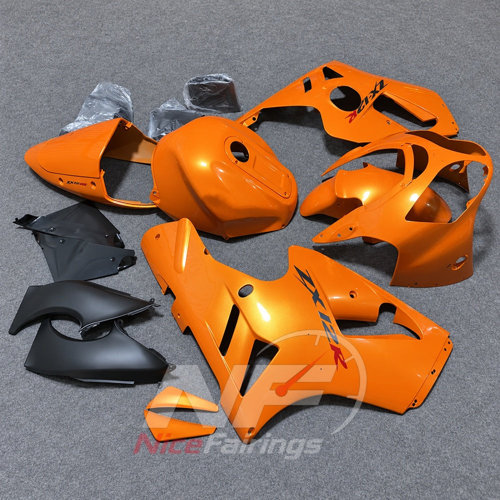 Aftermarket Fairing Kit Fits 2000-2001 KAWASAKI Ninja ZX-12R - ABS Plastic Bodywork - Orange Black | NiceFairings - front angle image