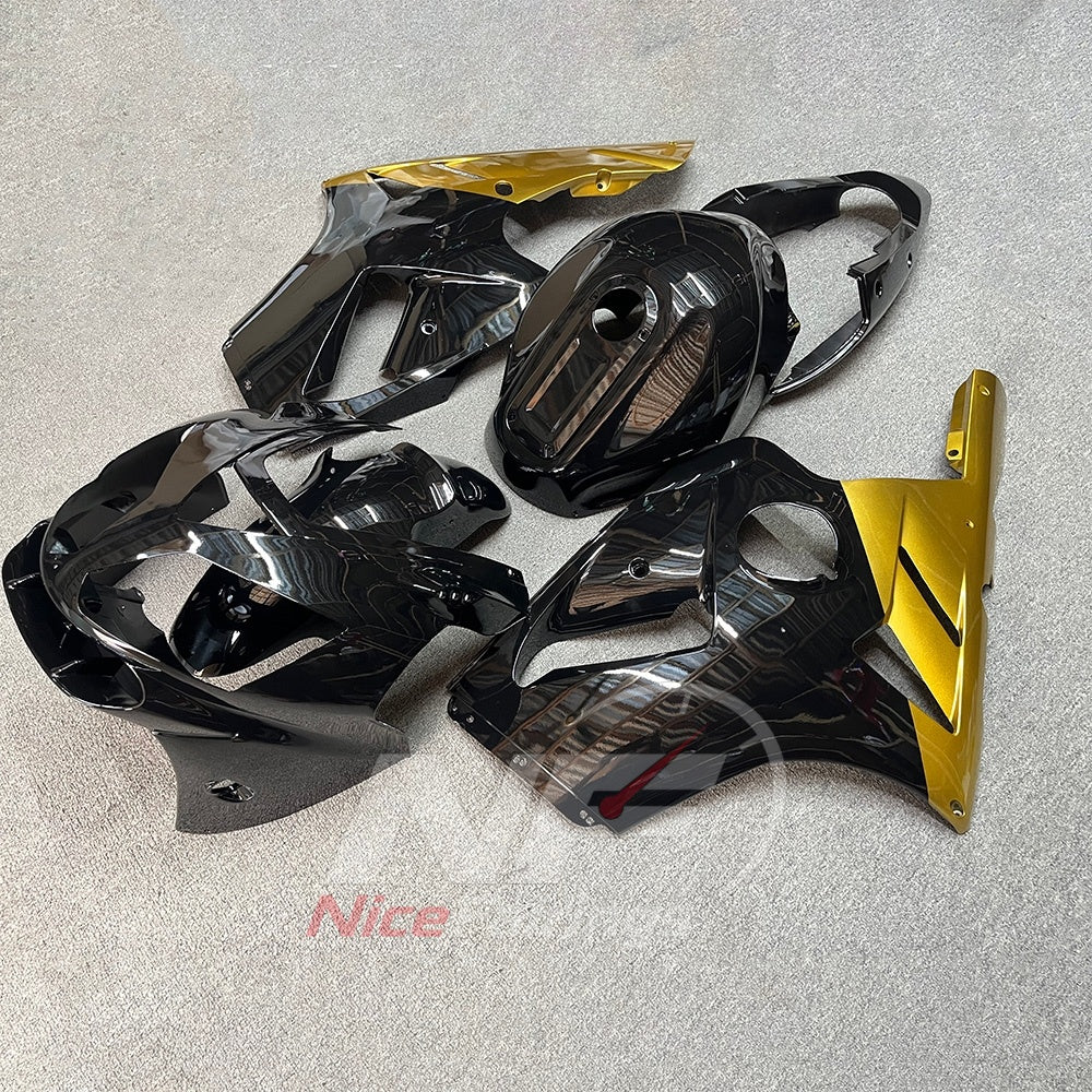 Replacement Fairings Fit 2002-2005 KAWASAKI Ninja ZX-12R - ABS Plastic Bodywork - Black Gold Panels | NiceFairings - front angle image