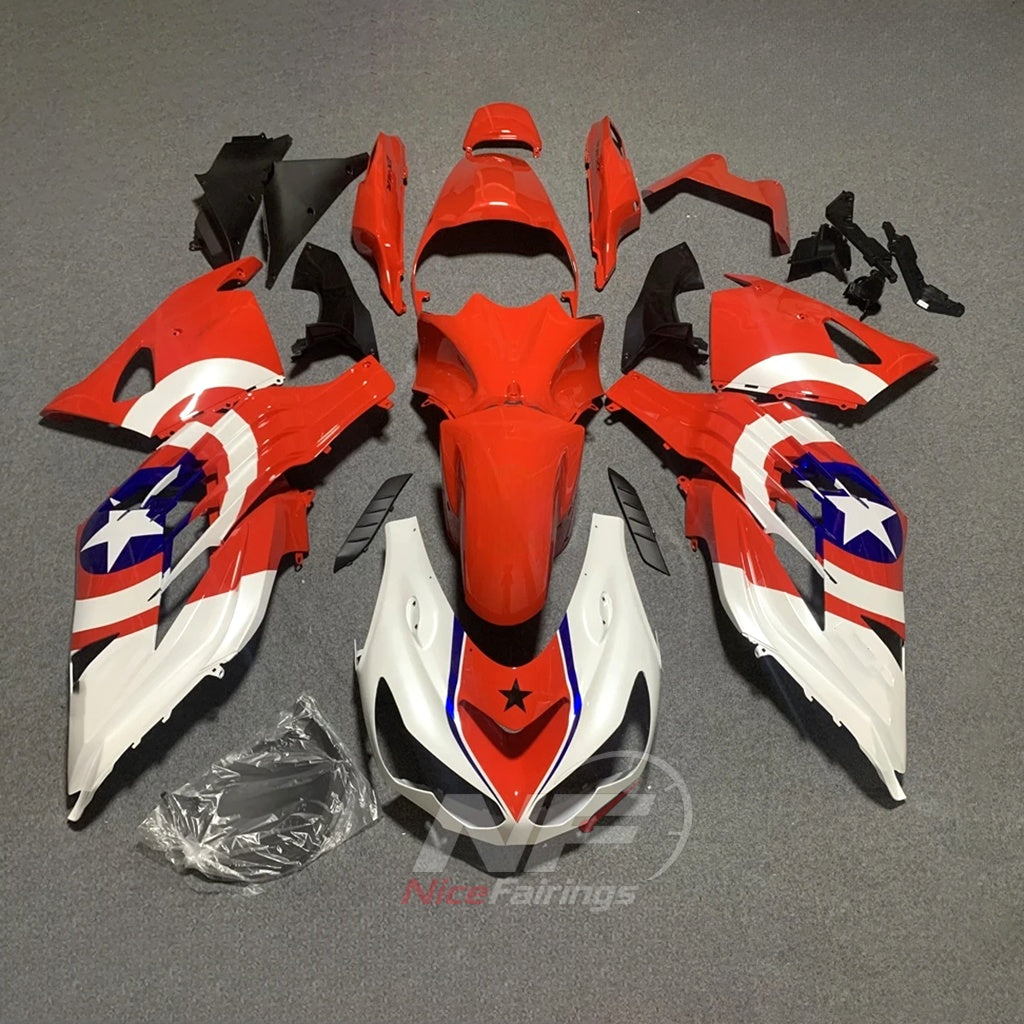 Custom Fairings Fit 2012-2025 KAWASAKI Ninja ZX-14R / ZZR1400 - ABS Plastic Bodywork - White Blue | NiceFairings - paint design NO.3 option image