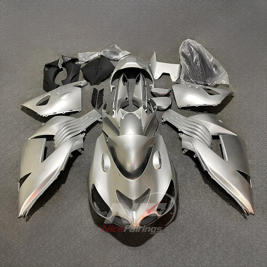 Custom Fairings Fit 2006-2011 KAWASAKI Ninja ZX-14 / ZZR1400 - ABS Plastic Bodywork - Lime Green Gray | NiceFairings - paint design NO.3 option image