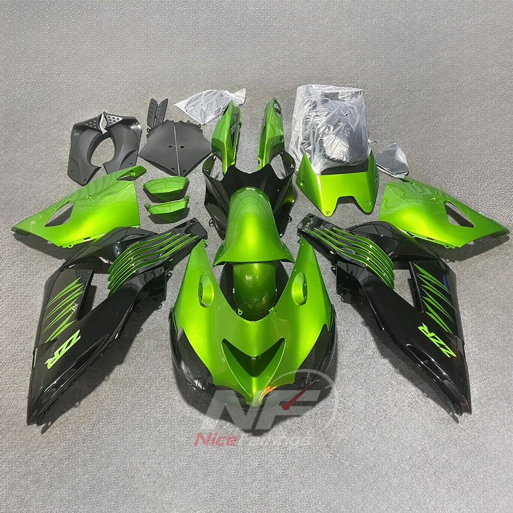 Motorcycle Fairing Kit Fits 2006-2011 KAWASAKI Ninja ZX-14 / ZZR1400 - ABS Plastic Bodywork - Green Black Silver | NiceFairings - main product image