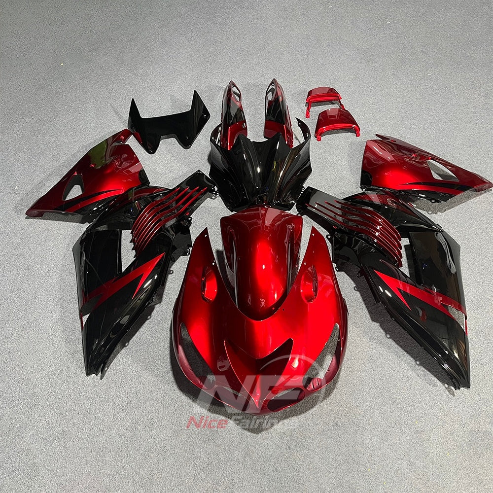 Sportbike Fairing Kit Fits 2006-2011 KAWASAKI Ninja ZX-14 / ZZR1400 - ABS Plastic Bodywork - Red Black | NiceFairings - main product image