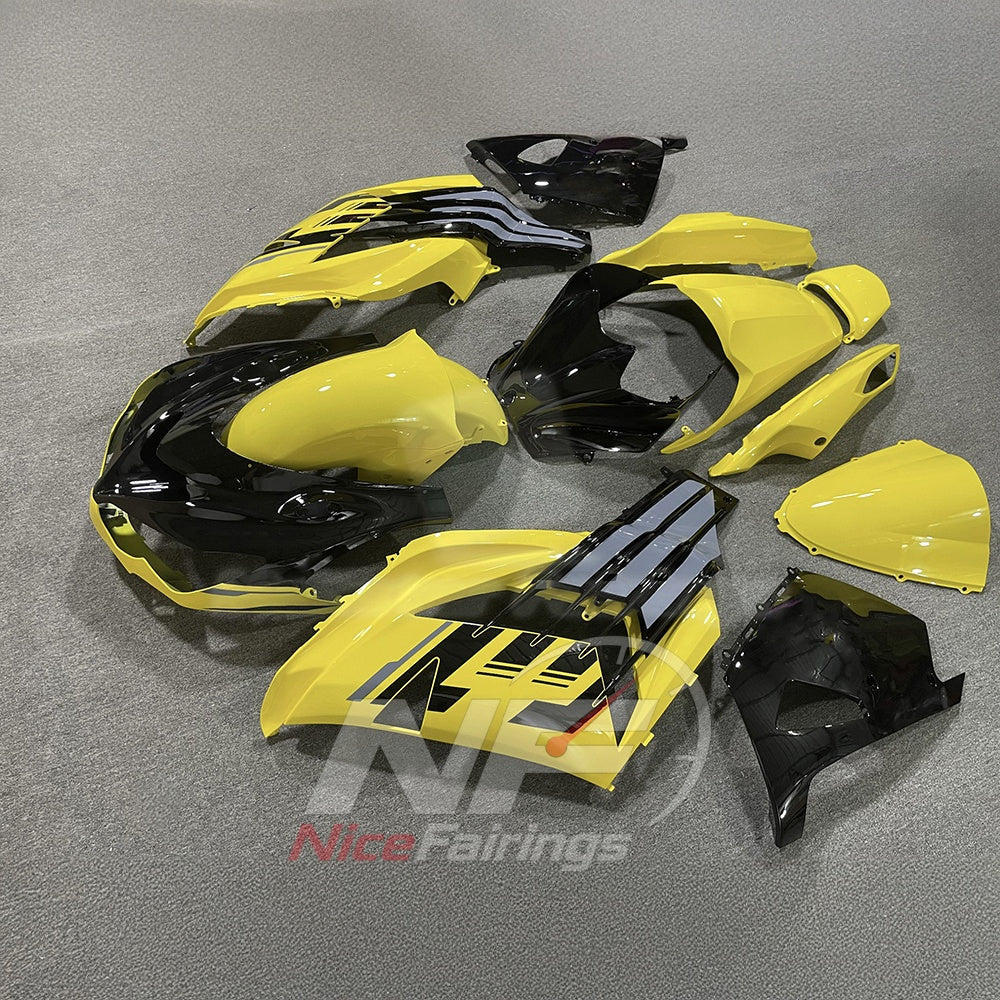 Replacement Fairings Fit 2012-2025 KAWASAKI Ninja ZX-14R / ZZR1400 - ABS Plastic Bodywork - Yellow Black | NiceFairings - side angle image