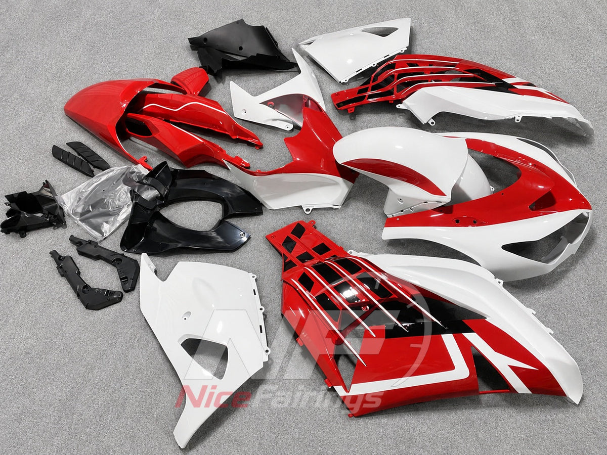 Custom Fairings Fit 2012-2025 KAWASAKI Ninja ZX-14R / ZZR1400 - ABS Plastic Bodywork - Red White Black | NiceFairings - side angle image