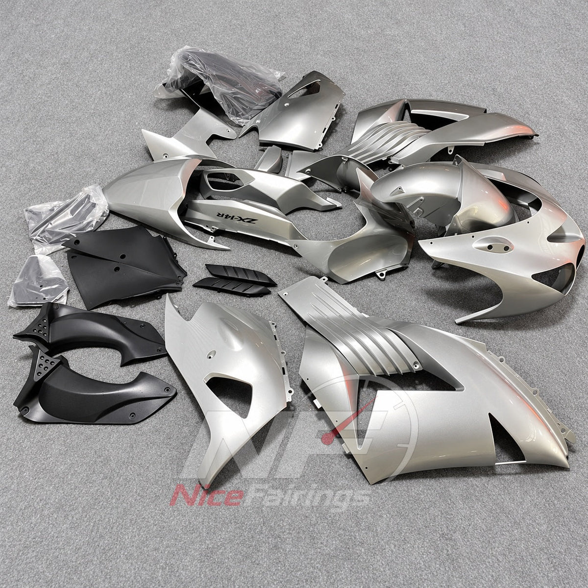 Fairing Kit Fits 2012-2025 KAWASAKI Ninja ZX-14R / ZZR1400 - ABS Plastic Bodywork - Silver White | NiceFairings - main product image