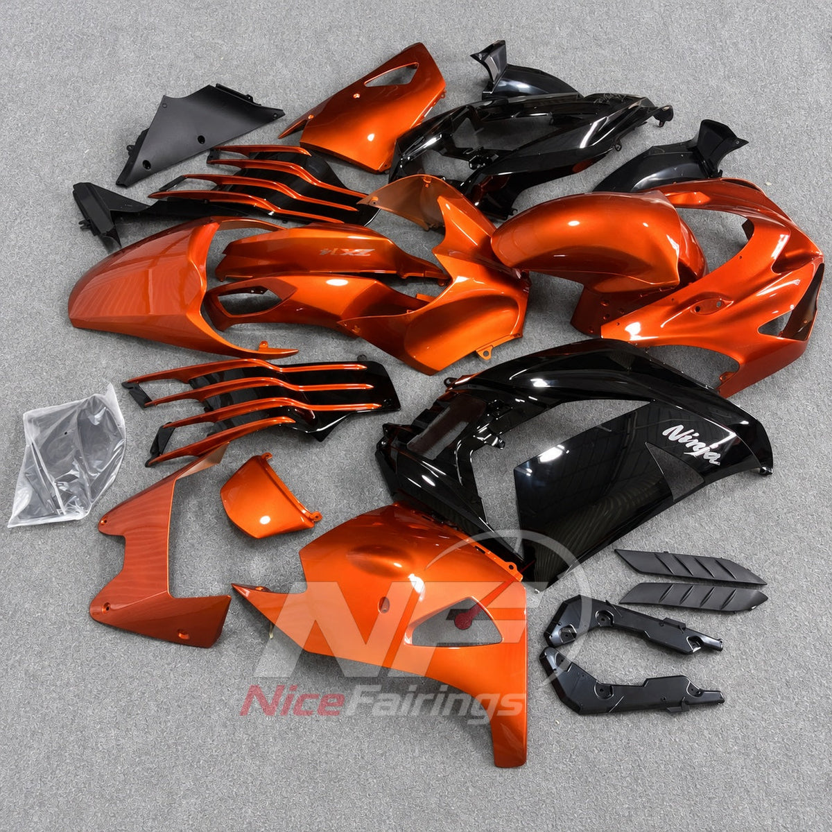 Fairing Kit Fits 2012-2025 KAWASAKI Ninja ZX-14R / ZZR1400 - ABS Plastic Bodywork - Silver White | NiceFairings - paint design NO.2 option image
