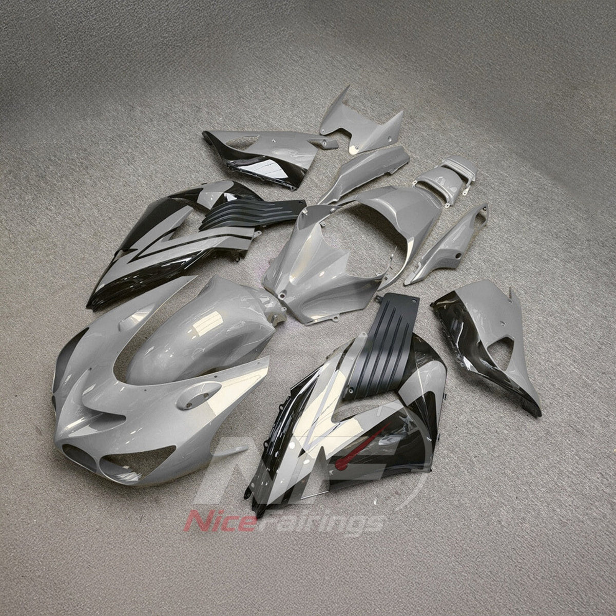 ABS Plastic Fairing Kit Fits 2006-2011 KAWASAKI Ninja ZX-14 / ZZR1400 - Turquoise Black Bodywork | NiceFairings - side angle image