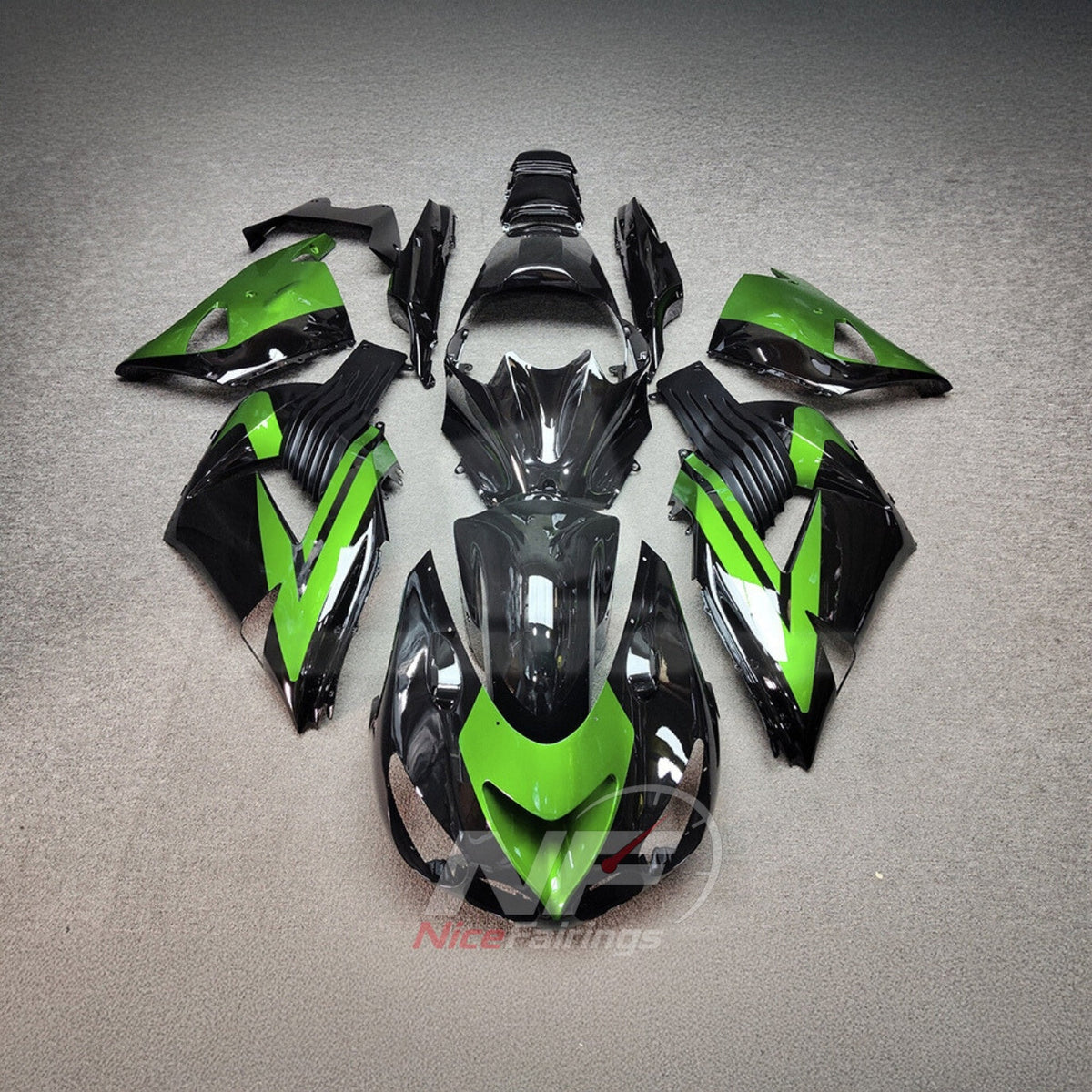 Fairing Kit Fits 2006-2011 KAWASAKI Ninja ZX-14 / ZZR1400 - ABS Plastic Bodywork - Silver White Black | NiceFairings - paint design NO.2 option image