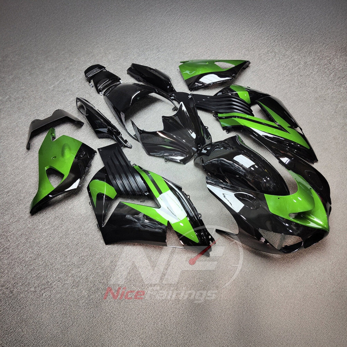 Motorcycle Fairing Kit Fits 2006-2011 KAWASAKI Ninja ZX-14 / ZZR1400 - ABS Plastic Bodywork - Blue Black | NiceFairings - front angle image