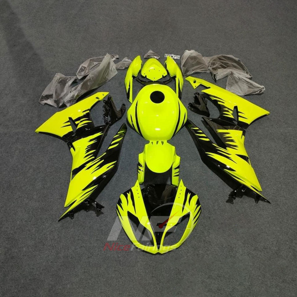 Fairings Kit Fits 2009-2012 KAWASAKI ZX6R - ABS Bodywork - Yellow | NiceFairings - side angle image