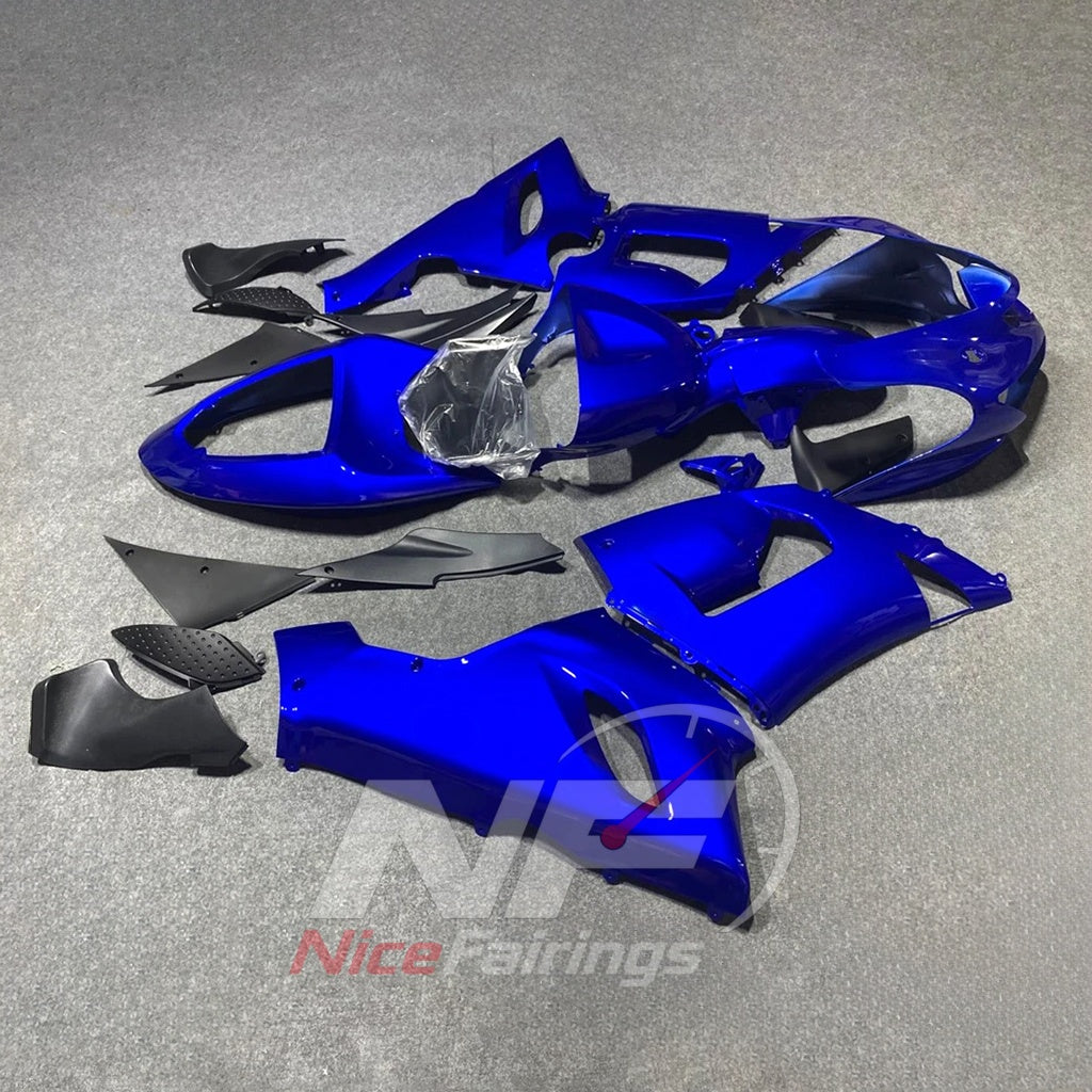 Kawasaki ZX6R 2005-2006 Plain blue bodywork - angled view