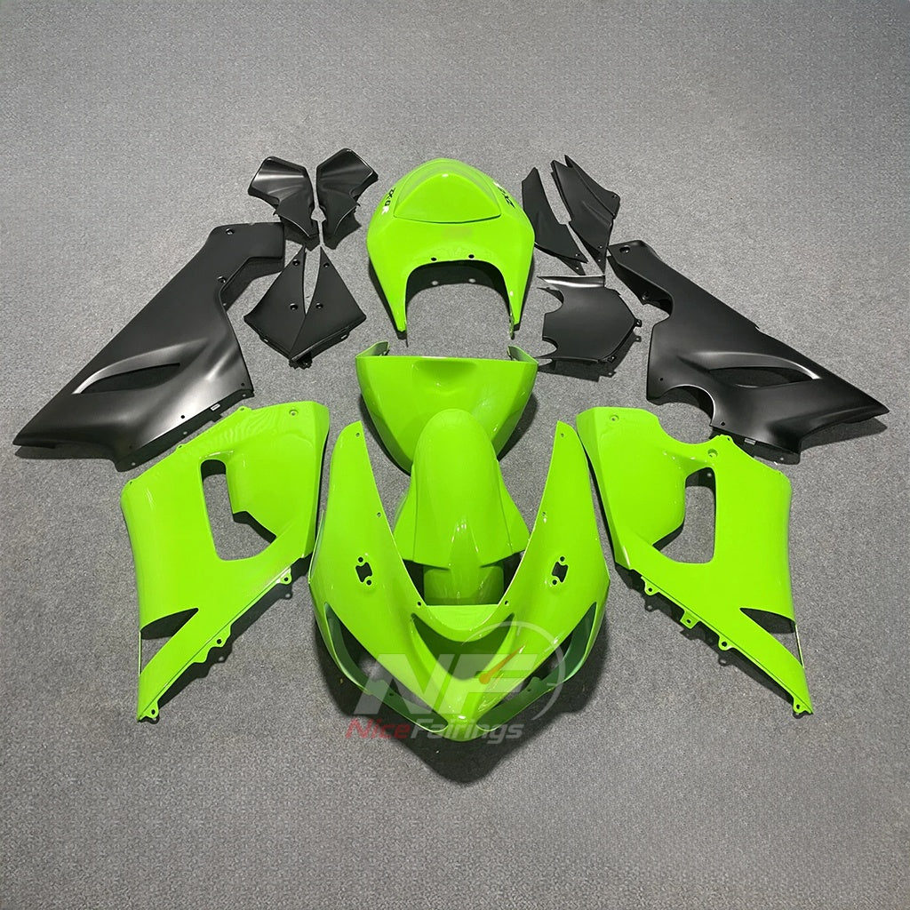 Kawasaki ZX6R 2005-2006 Bright green plain panels - front view
