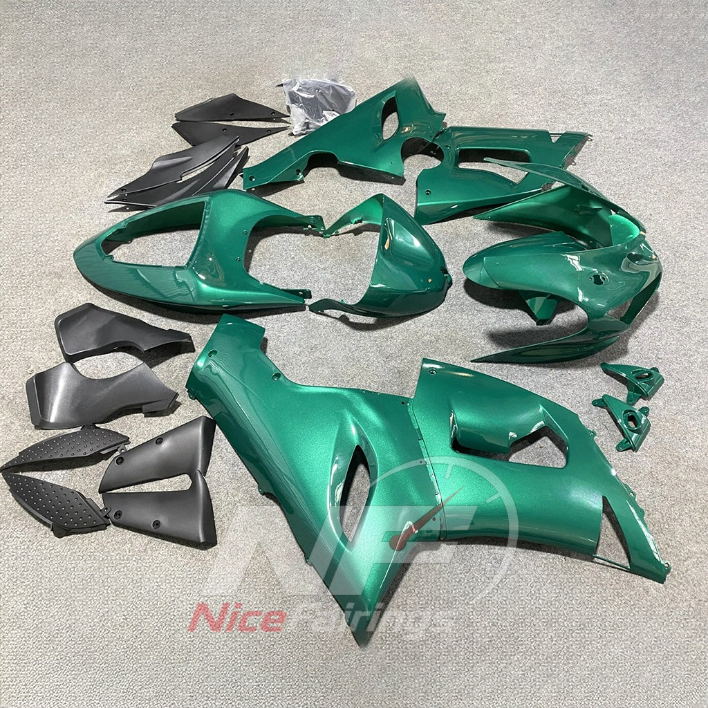 Kawasaki ZX6R 2005-2006 Teal bodywork - angled view