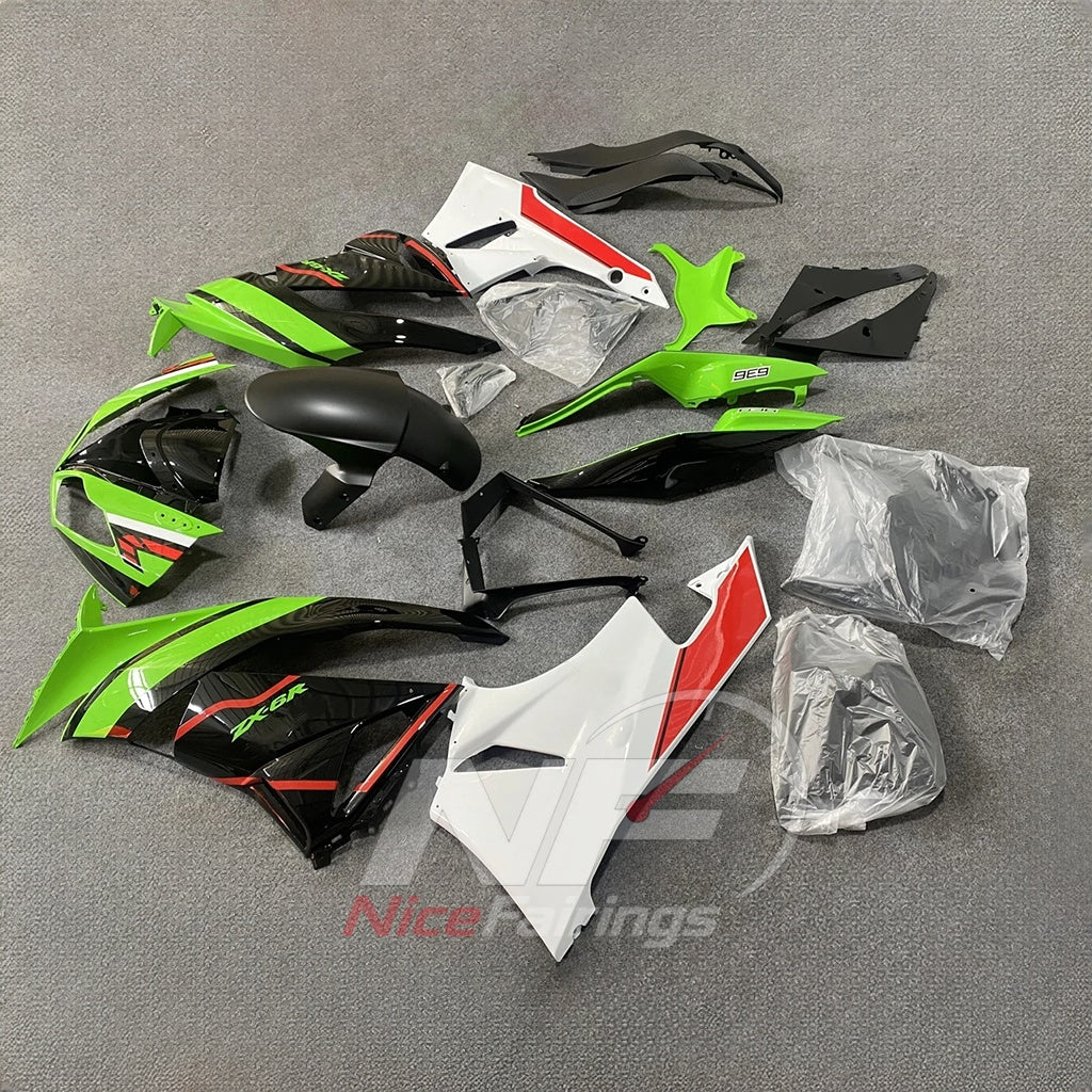 Motorcycle Fairing Kit Fits 2009-2012 KAWASAKI ZX6R - Injection-Molded ABS | NiceFairings - side angle image