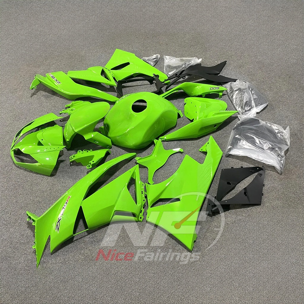 Aftermarket Fairing Kit Fits 2009-2012 KAWASAKI ZX6R - ABS Injection - Green | NiceFairings - side angle image