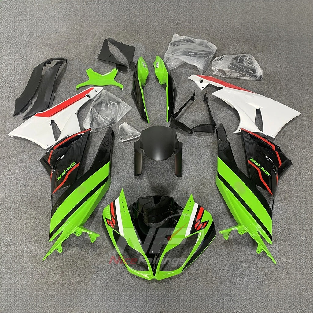 Kawasaki ZX6R 2009-2012 - Green-white-red layout - paint design NO.3 option image