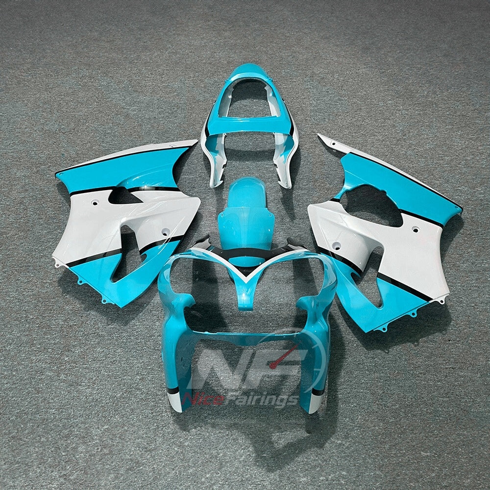 Kawasaki ZX6R 2000-2002 Turquoise white black colorblock - front view