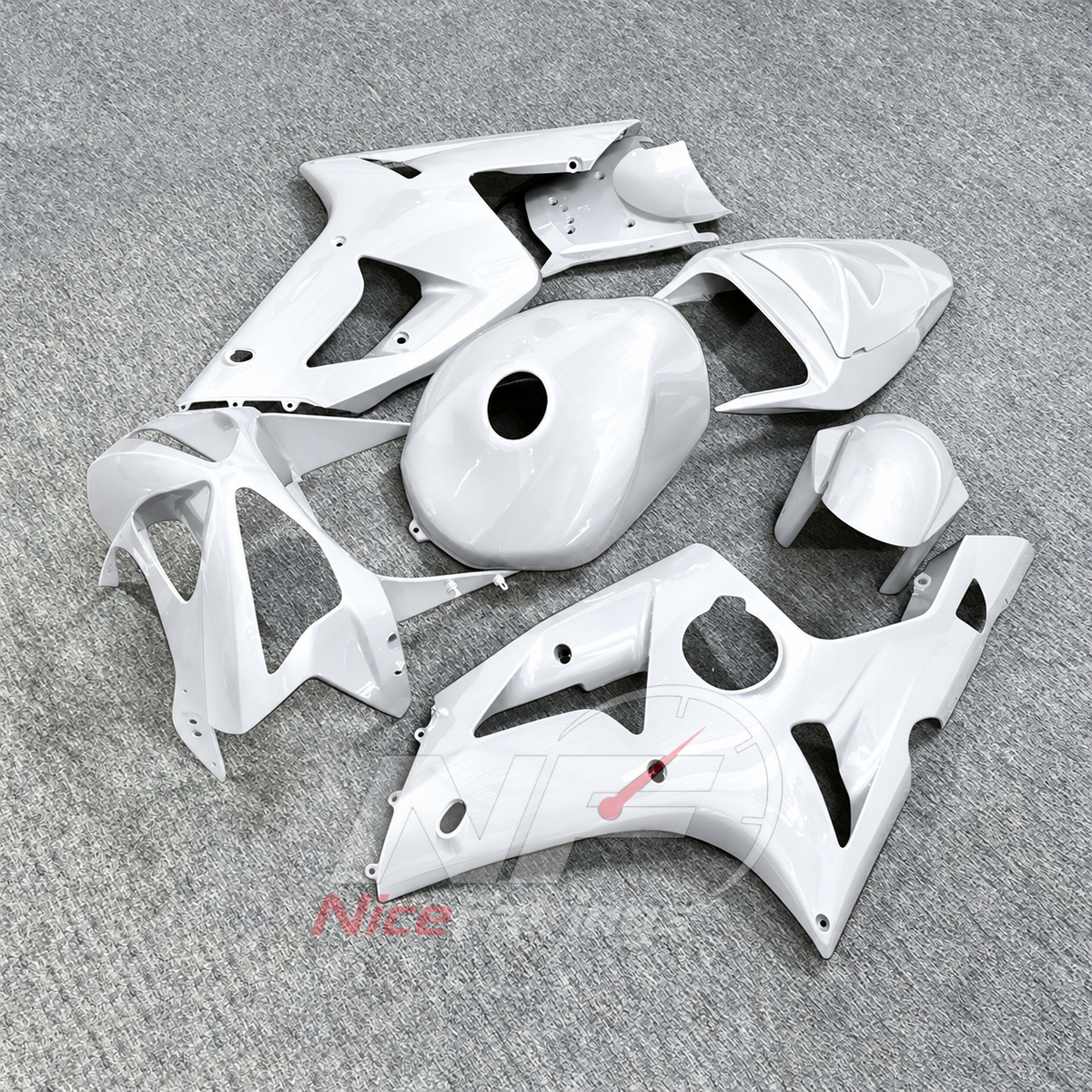 Kawasaki ZX6R 2003-2004 Solid white bodywork - angled view