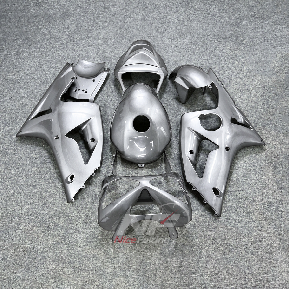 Kawasaki ZX6R 2003-2004 Silver-gray plain bodywork - front view