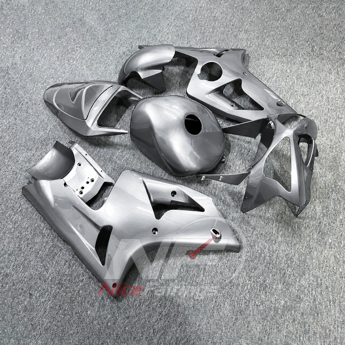 Kawasaki ZX6R 2003-2004 Silver-gray plain bodywork - angled view