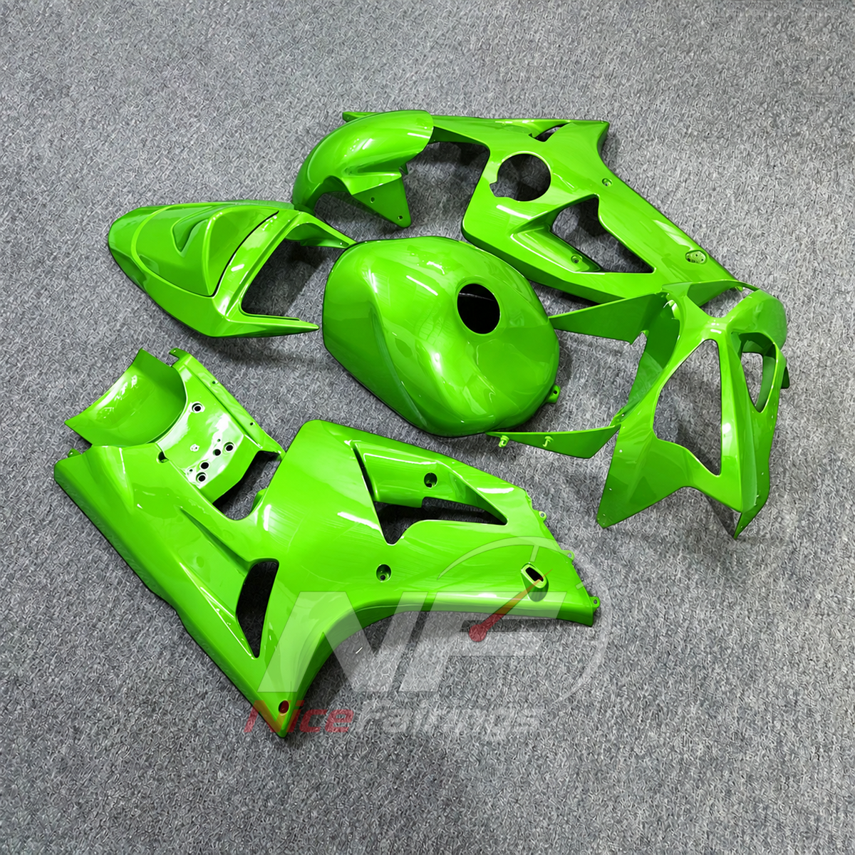 Kawasaki ZX6R 2003-2004 Bright green bodywork - angled view