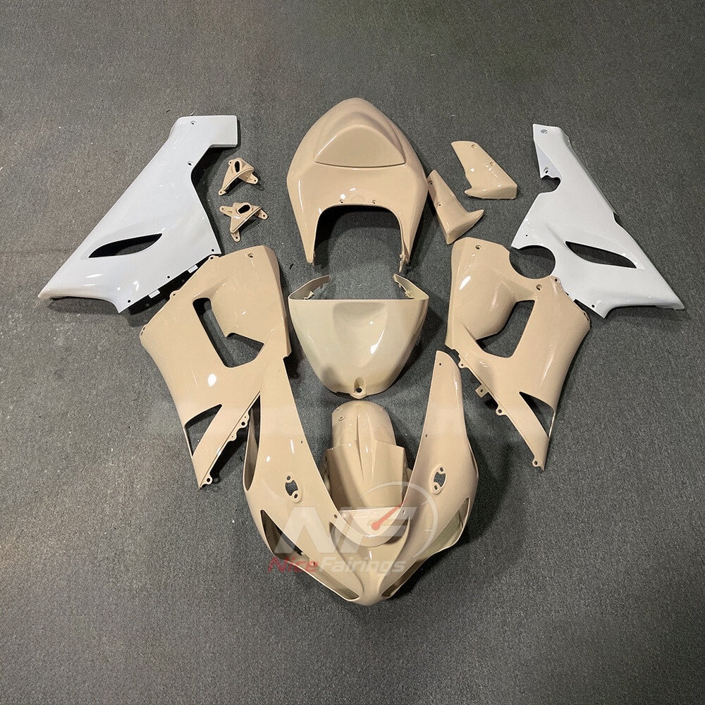 Kawasaki ZX6R 2005-2006 Cream white side panels - front view