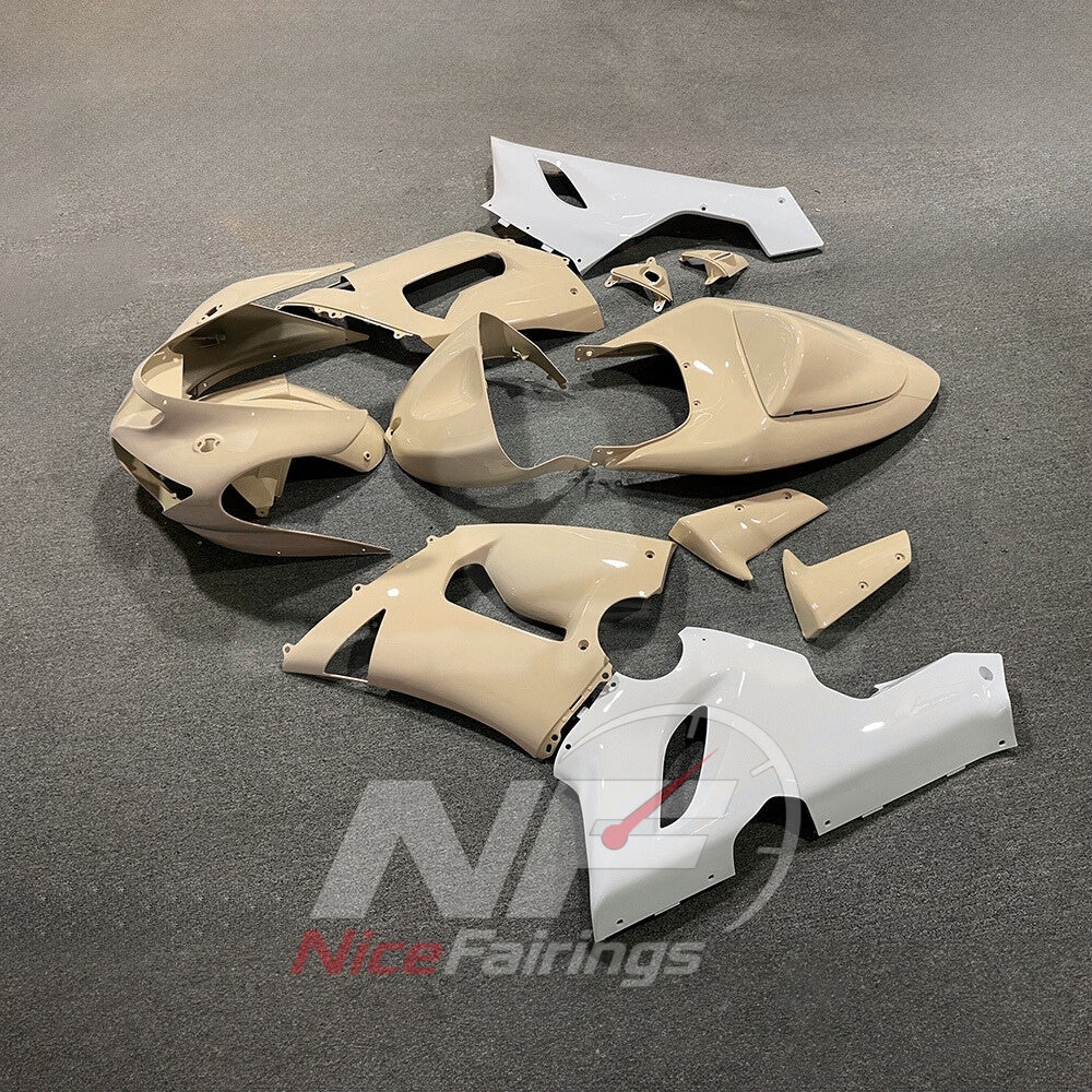 Kawasaki ZX6R 2005-2006 Cream white side panels - angled view