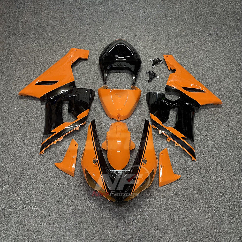 Kawasaki ZX6R 2005-2006 Orange black split panels - front view