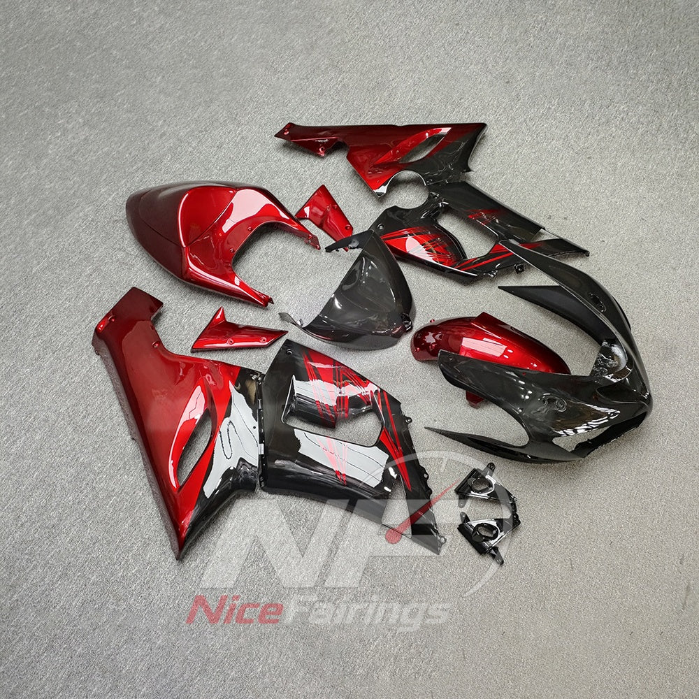 Kawasaki ZX6R 2005-2006 Red black bodywork - angled view