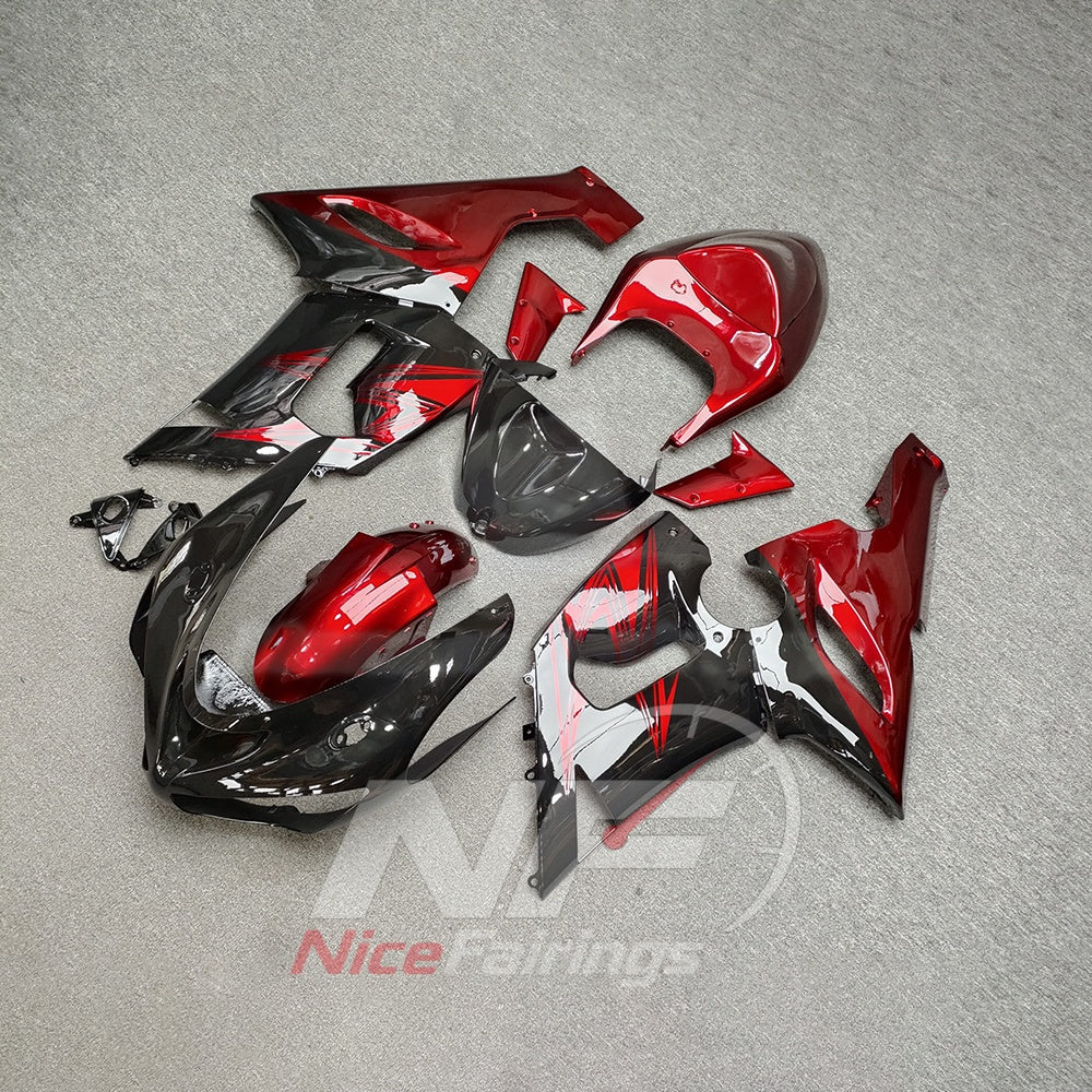 Kawasaki ZX6R 2005-2006 Red black bodywork - angled view
