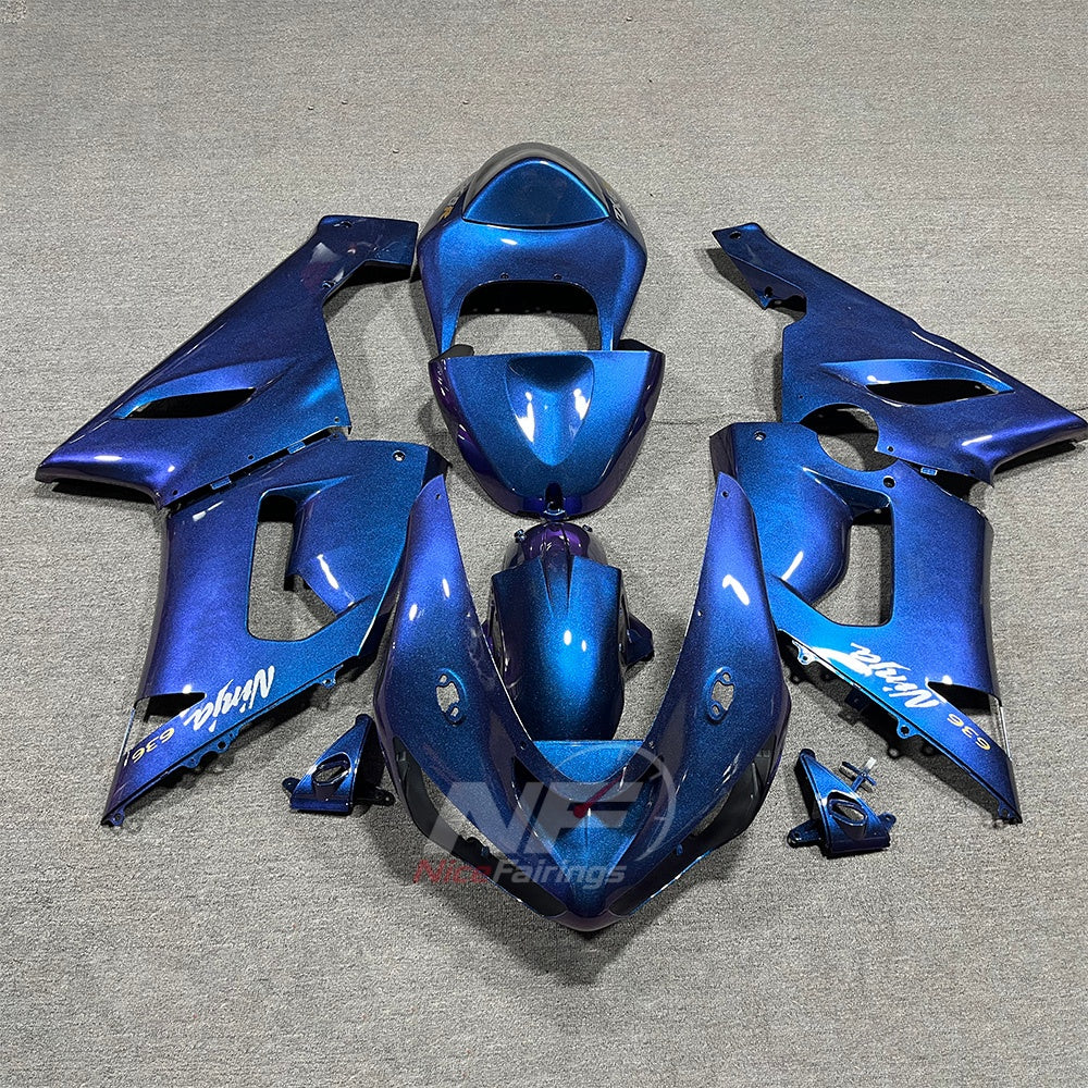 Kawasaki ZX6R 2005-2006 Blue purple shaded panels - front view