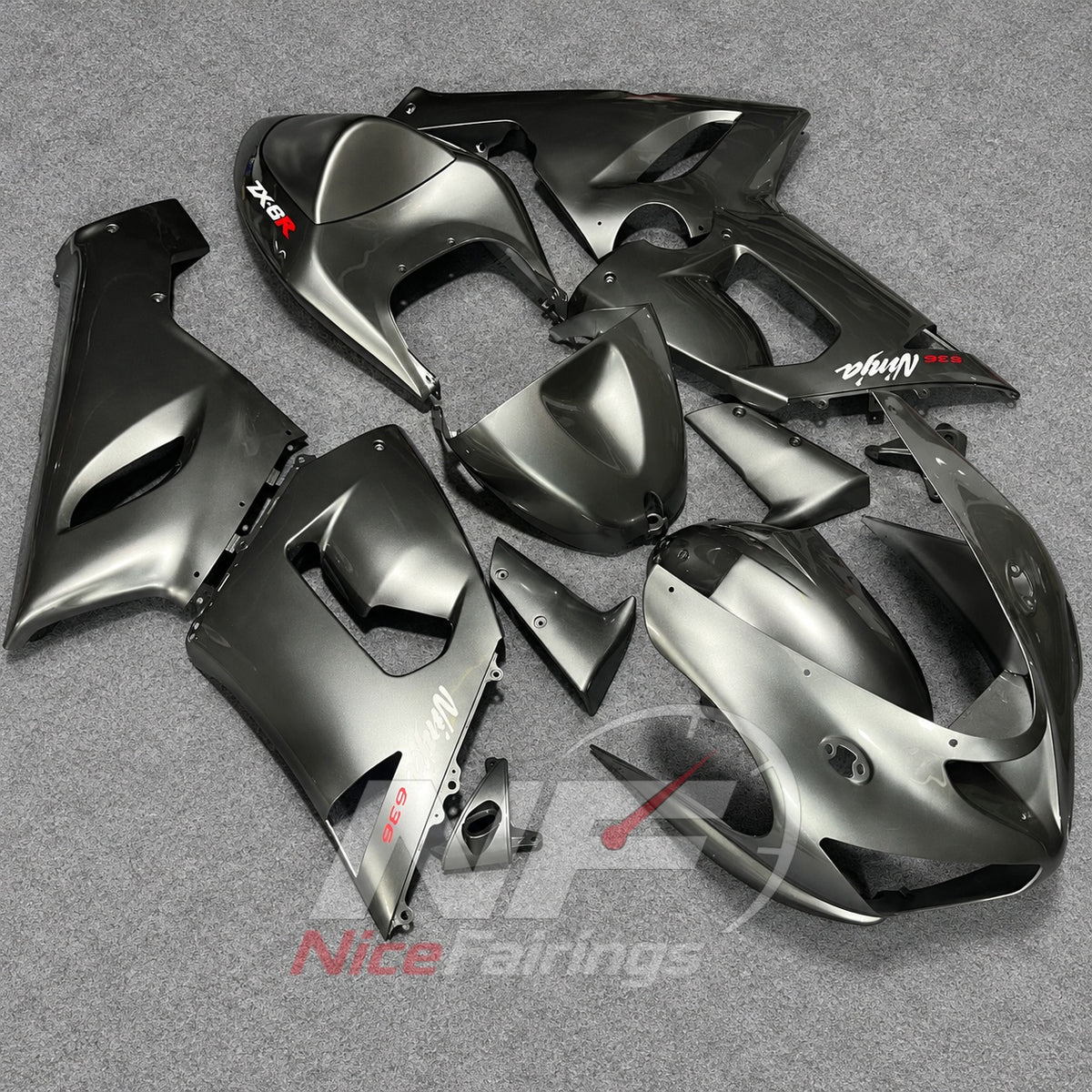 Kawasaki ZX6R 2005-2006 Metallic gray panels - angled view