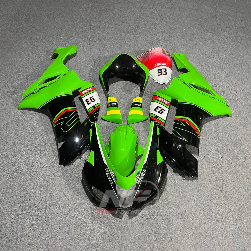 Kawasaki ZX6R 2007-2008 Green number-block layout - front view