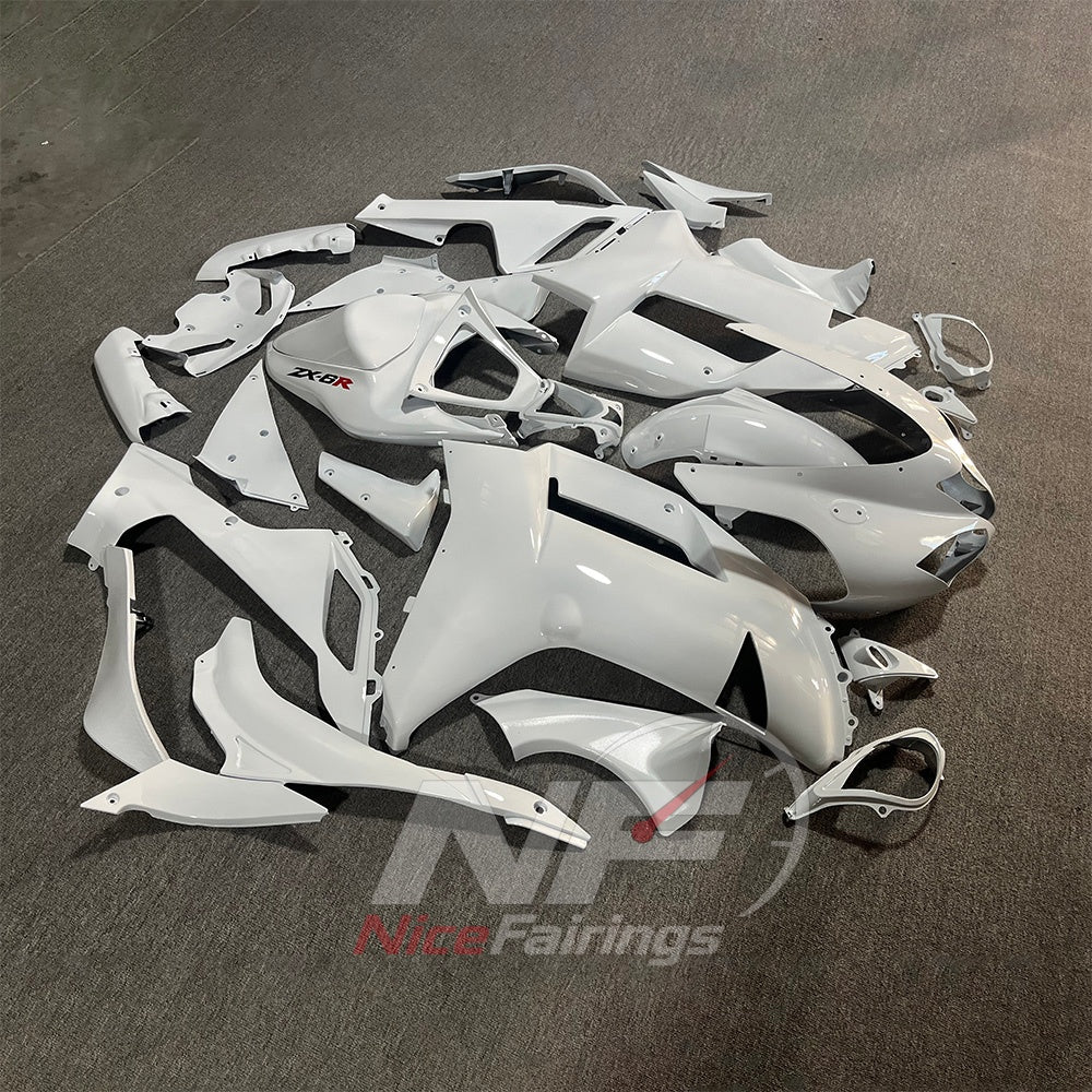 Kawasaki ZX6R 2007-2008 White body panels - angled view