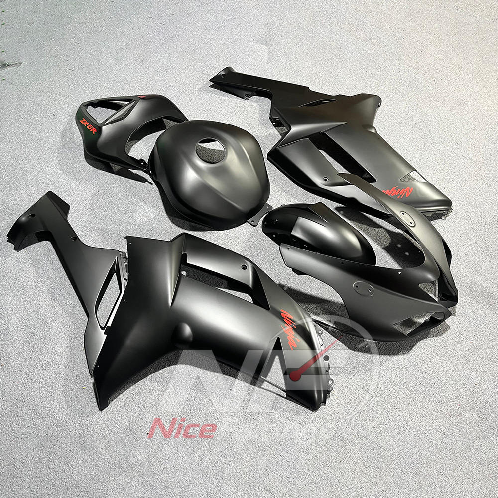 Kawasaki ZX6R 2007-2008 Dark gray panels with red text - angled view