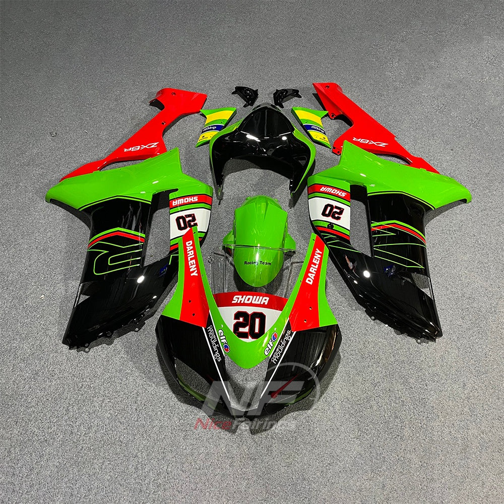 Kawasaki ZX6R 2007-2008 Red-accent number layout - front view