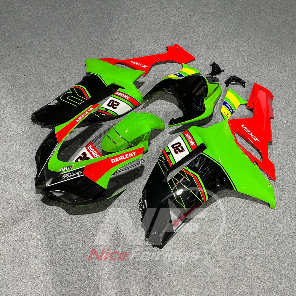 Kawasaki ZX6R 2007-2008 Red-accent number layout - angled view