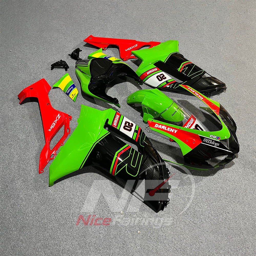 Kawasaki ZX6R 2007-2008 Red-accent number layout - angled view