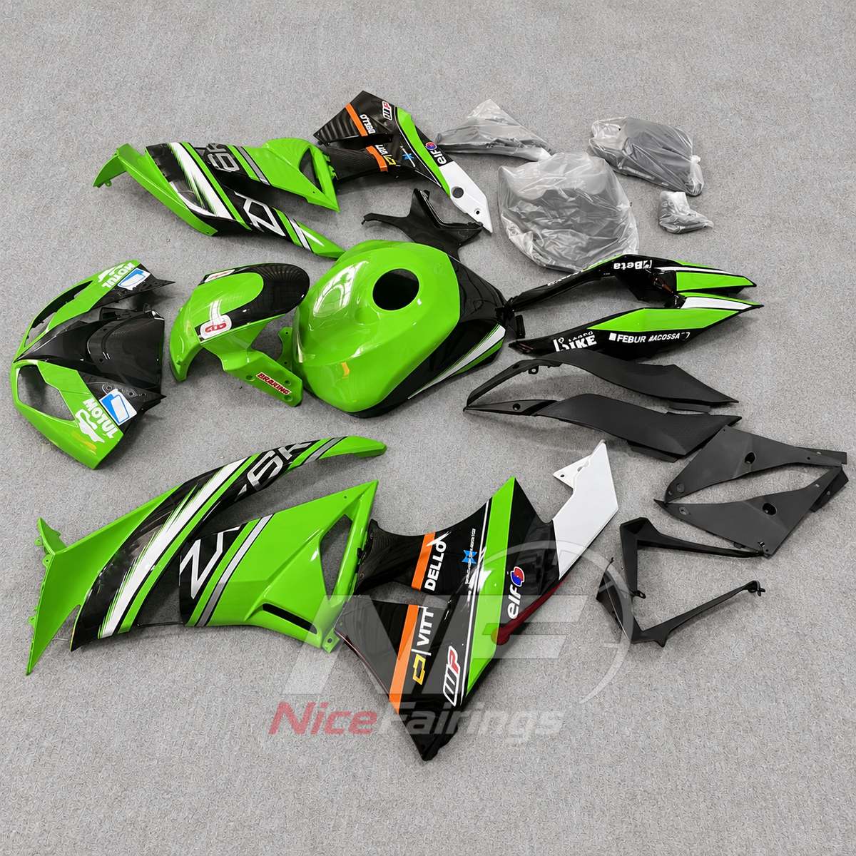 Replacement Fairings Fit 2009-2012 KAWASAKI ZX6R - ABS Motorcycle Bodywork | NiceFairings - front angle image