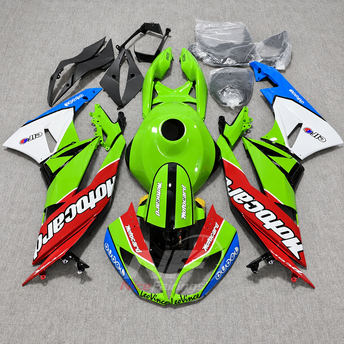 Kawasaki ZX6R 2009-2012 - Green-blue-red panels - paint design NO.4 option image