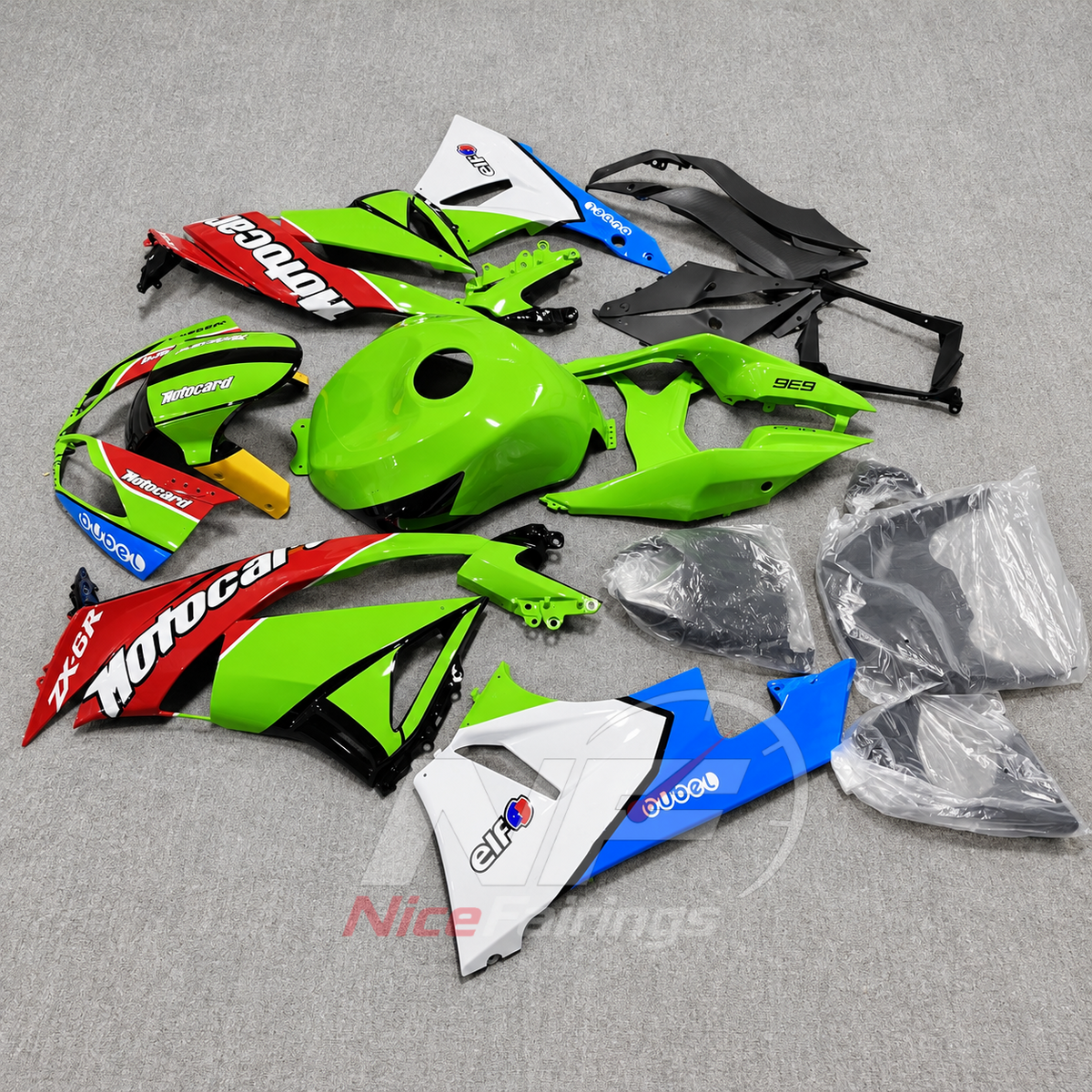 ABS Plastic Fairing Kit Fits 2009-2012 KAWASAKI ZX6R - Replacement Bodywork | NiceFairings - side angle image