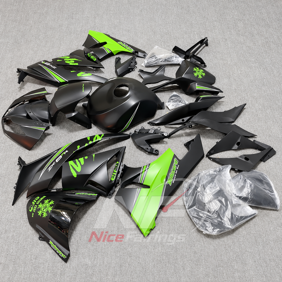 Motorcycle Fairing Kit Fits 2009-2012 KAWASAKI ZX6R - ABS Plastic Bodywork | NiceFairings - side angle image