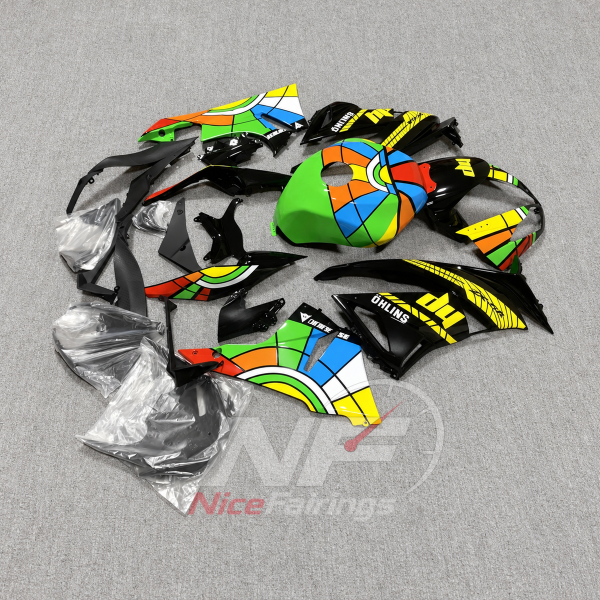 Injection-Molded Fairing Kit Fits 2009-2012 KAWASAKI ZX6R - ABS Sportbike Bodywork | NiceFairings - front angle image