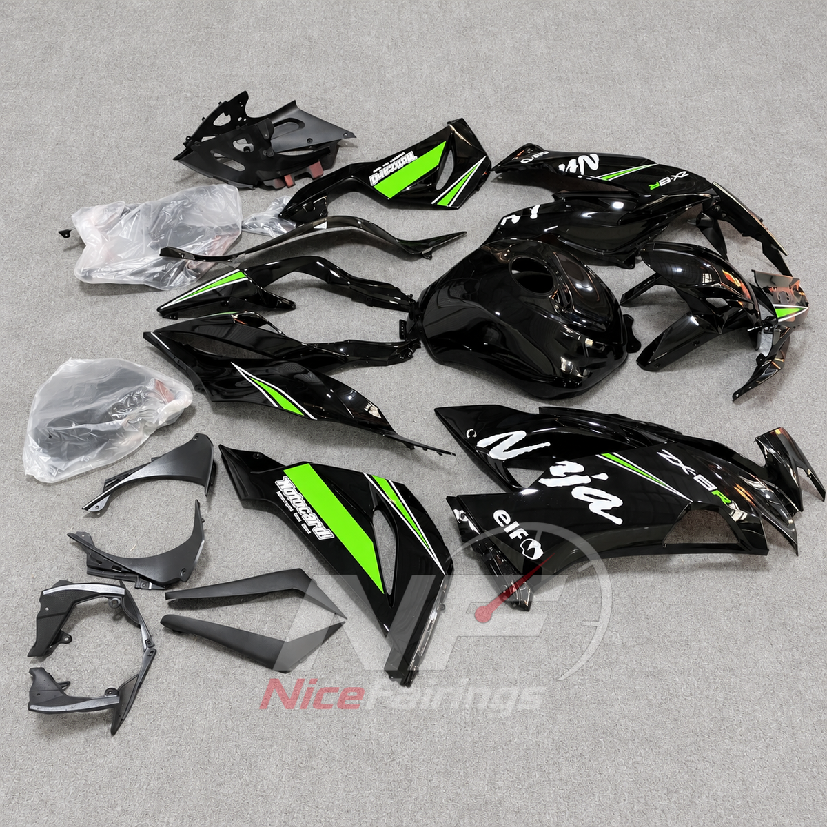 Fairing Kit Fits 2009-2012 KAWASAKI ZX6R - ABS Bodywork - Black | NiceFairings - side angle image
