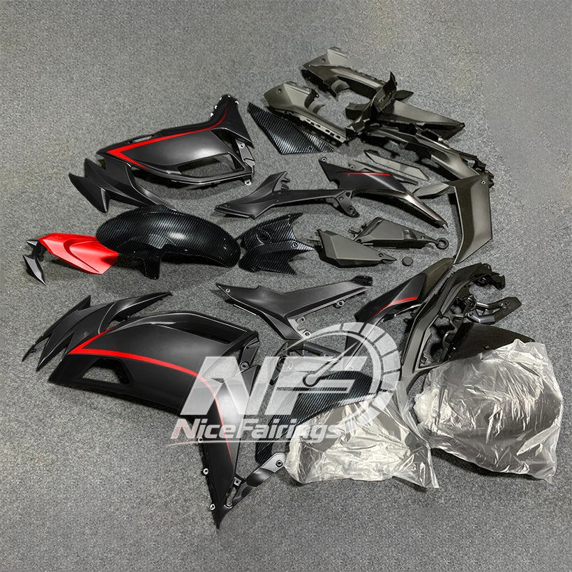 For KAWASAKI Ninja 650 ER-6F 2020-2026 Red Black Injection Molded Fairing Kit Bodywork Set | NiceFairings - side angle image