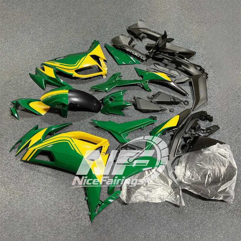 For KAWASAKI Ninja 650 ER-6F 2020-2026 Green Black Injection Molded Fairing Kit Bodywork Set | NiceFairings - side angle image