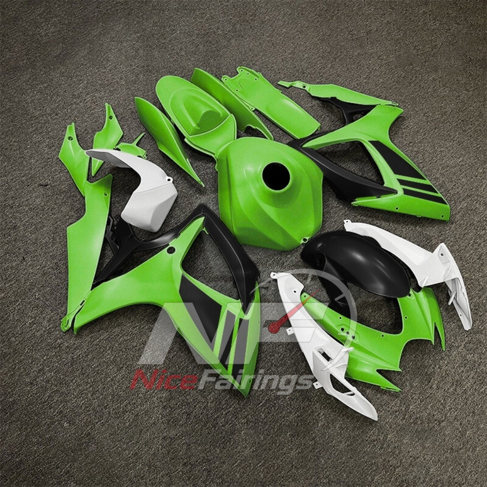 For Suzuki GSXR600 GSXR750 K6 2006-2007 ABS Body Kit Green Gray Street Track Fairings | NiceFairings - front angle image